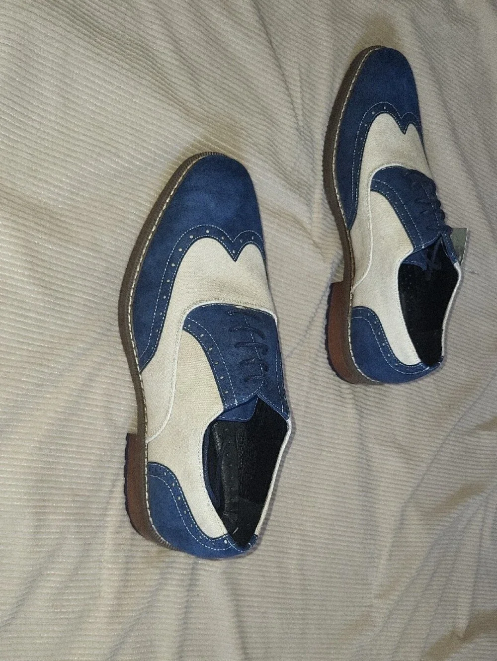 Van Heusen Two-Tone Navy and White Wingtip Oxfords